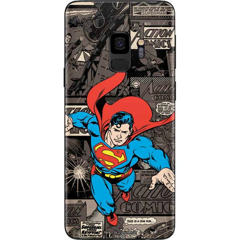 DC Comics Superman Vintage Action pose pattern Galaxy S9 Skin