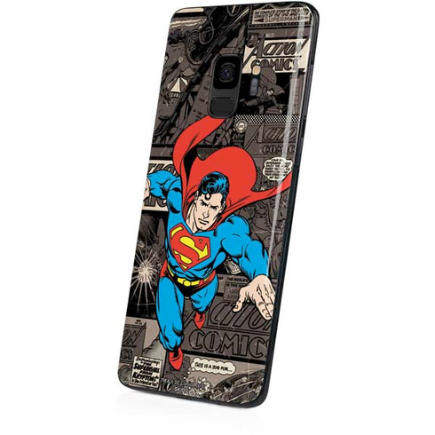 DC Comics Superman Vintage Action pose pattern Galaxy S9 Skin