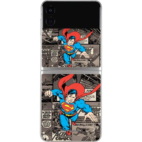 DC Comics Superman Vintage Action pose pattern Galaxy Z Flip4 5G Skin