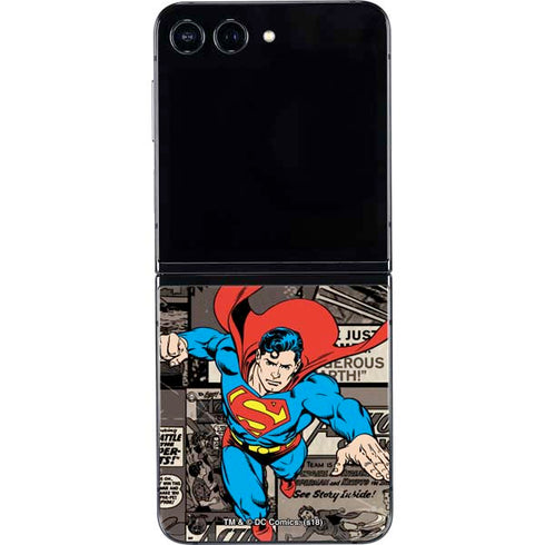DC Comics Superman Vintage Action pose pattern Galaxy Z Flip5 5G Skin