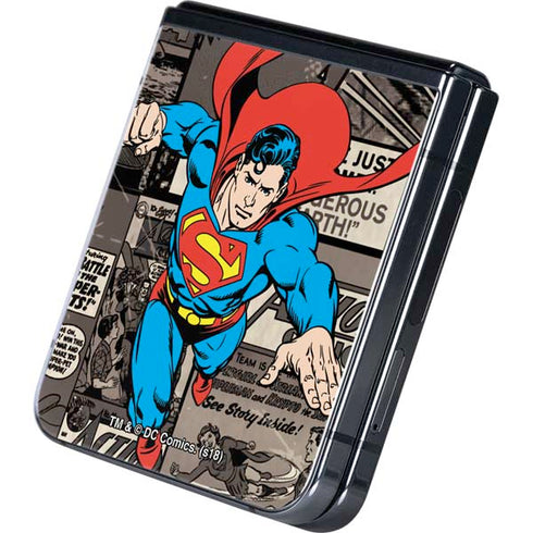 DC Comics Superman Vintage Action pose pattern Galaxy Z Flip5 5G Skin