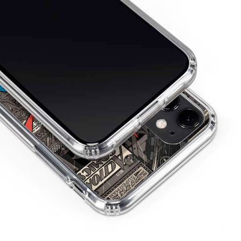 DC Comics Superman Vintage Action pose pattern iPhone 11 Clear Case