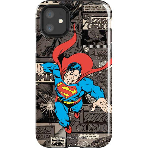 DC Comics Superman Vintage Action pose pattern iPhone 11 Impact Case