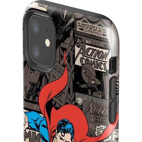 DC Comics Superman Vintage Action pose pattern iPhone 11 Impact Case