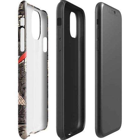 DC Comics Superman Vintage Action pose pattern iPhone 11 Impact Case