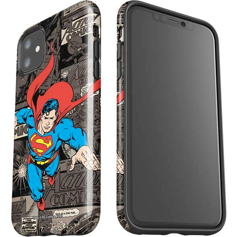 DC Comics Superman Vintage Action pose pattern iPhone 11 Impact Case