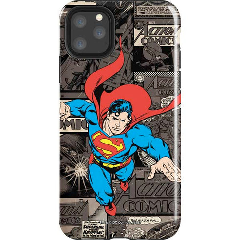 DC Comics Superman Vintage Action pose pattern iPhone 11 Pro Max Impact Case