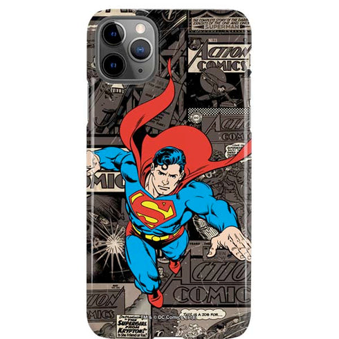 DC Comics Superman Vintage Action pose pattern iPhone 11 Pro Max Lite Case