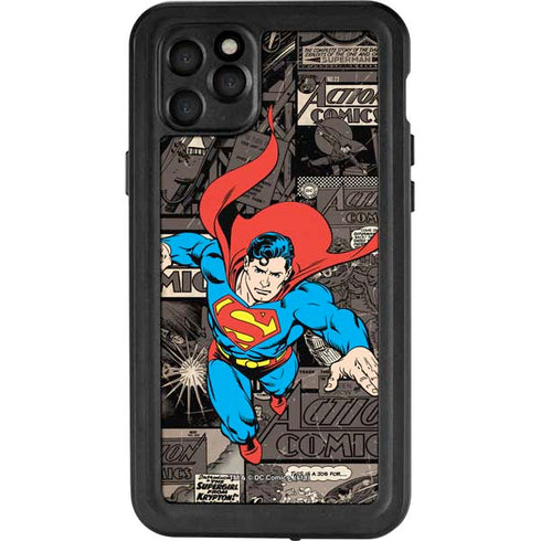 DC Comics Superman Vintage Action pose pattern iPhone 11 Pro Max Waterproof Case