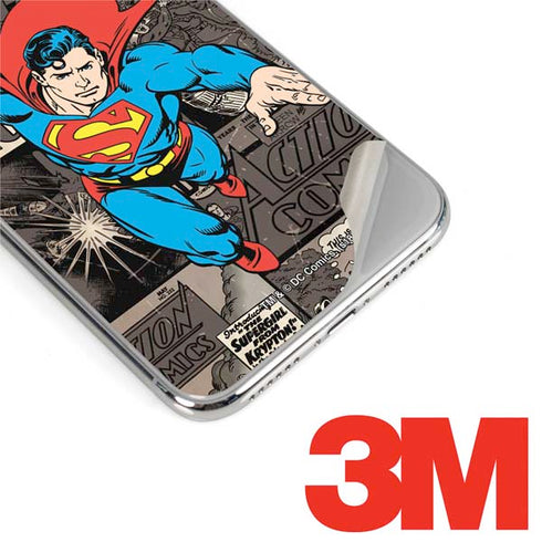 DC Comics Superman Vintage Action pose pattern iPhone 11 Pro Skin
