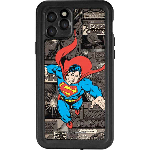 DC Comics Superman Vintage Action pose pattern iPhone 11 Pro Waterproof Case