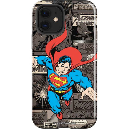 DC Comics Superman Vintage Action pose pattern iPhone 12 Impact Case