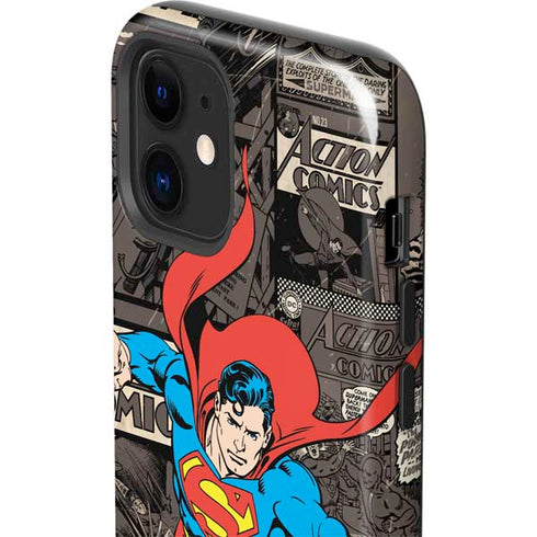 DC Comics Superman Vintage Action pose pattern iPhone 12 Impact Case