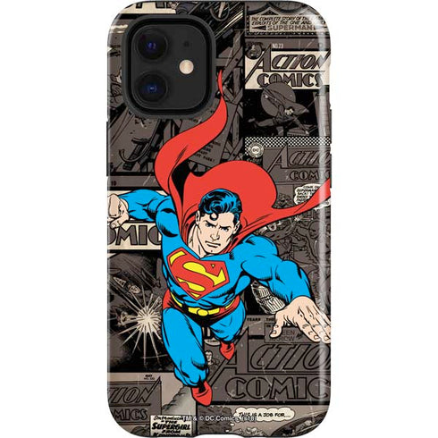 DC Comics Superman Vintage Action pose pattern iPhone 12 Mini Impact Case