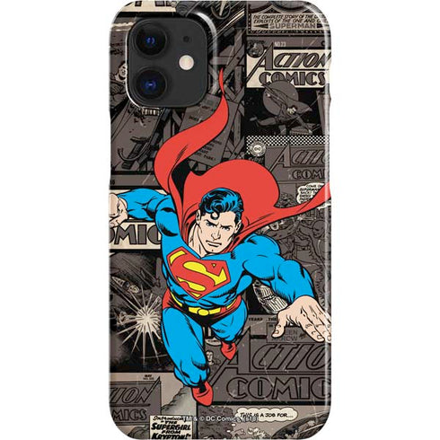 DC Comics Superman Vintage Action pose pattern iPhone 12 Mini Lite Case