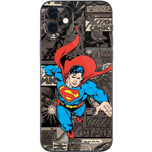 DC Comics Superman Vintage Action pose pattern iPhone 12 Mini Skin