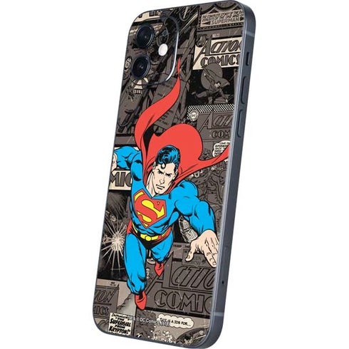 DC Comics Superman Vintage Action pose pattern iPhone 12 Mini Skin