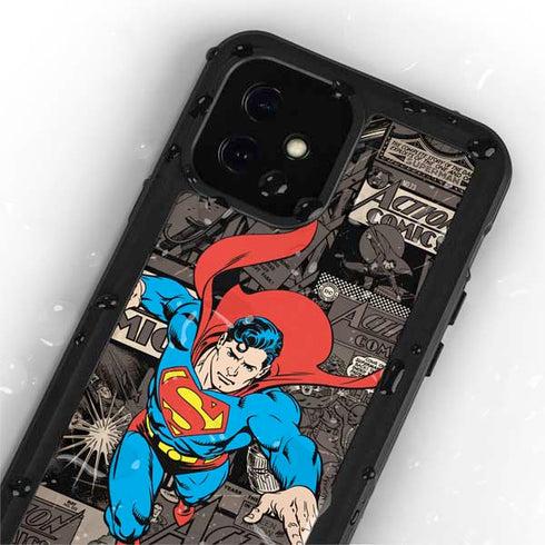 DC Comics Superman Vintage Action pose pattern iPhone 12 Mini Waterproof Case