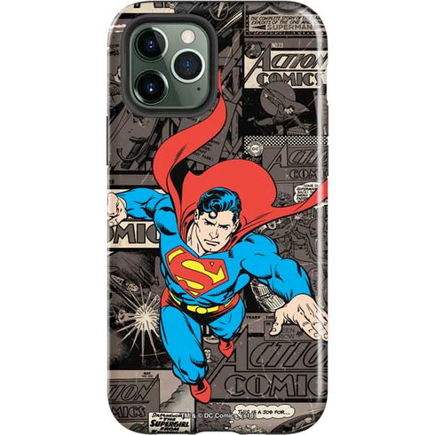 DC Comics Superman Vintage Action pose pattern iPhone 12 Pro Impact Case