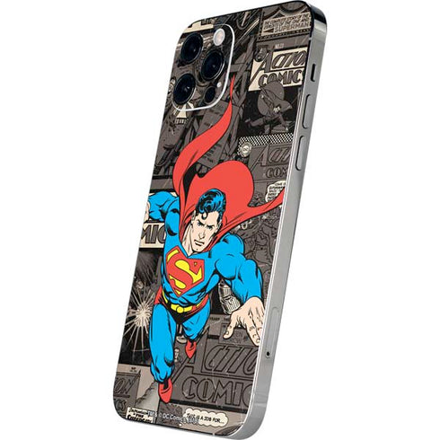 DC Comics Superman Vintage Action pose pattern iPhone 12 Pro Skin