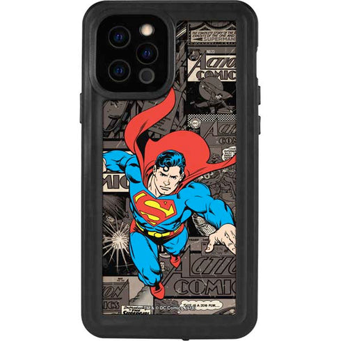 DC Comics Superman Vintage Action pose pattern iPhone 12 Pro Waterproof Case