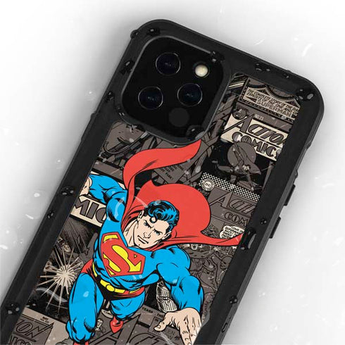 DC Comics Superman Vintage Action pose pattern iPhone 12 Pro Waterproof Case