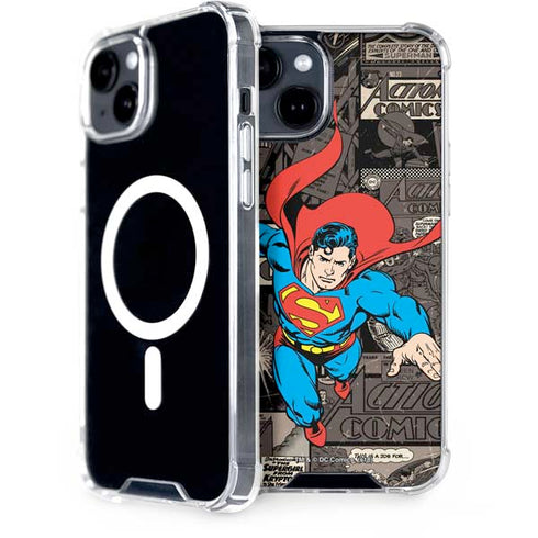 DC Comics Superman Vintage Action pose pattern iPhone 13 MagSafe Case