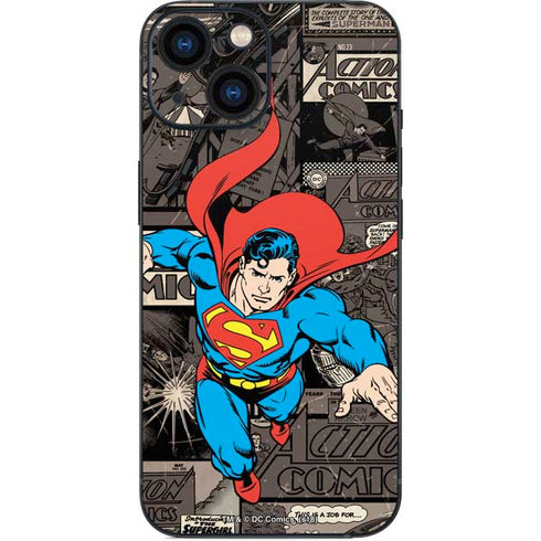 DC Comics Superman Vintage Action pose pattern iPhone 13 Mini Skin