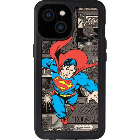 DC Comics Superman Vintage Action pose pattern iPhone 13 Mini Waterproof Case