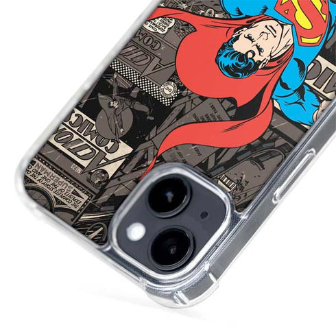 DC Comics Superman Vintage Action pose pattern iPhone 15 Plus MagSafe Case