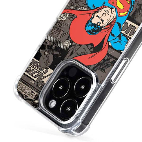 DC Comics Superman Vintage Action pose pattern iPhone 15 Pro Max MagSafe Case
