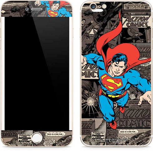 DC Comics Superman Vintage Action pose pattern iPhone 6/6s Plus Skin