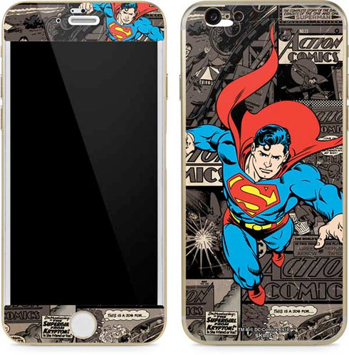 DC Comics Superman Vintage Action pose pattern iPhone 6/6s Skin
