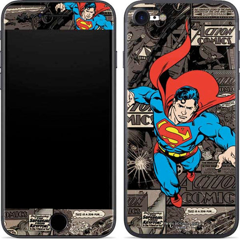 DC Comics Superman Vintage Action pose pattern iPhone 7 Skin