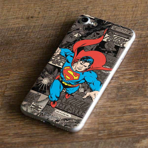 DC Comics Superman Vintage Action pose pattern iPhone 7 Skin