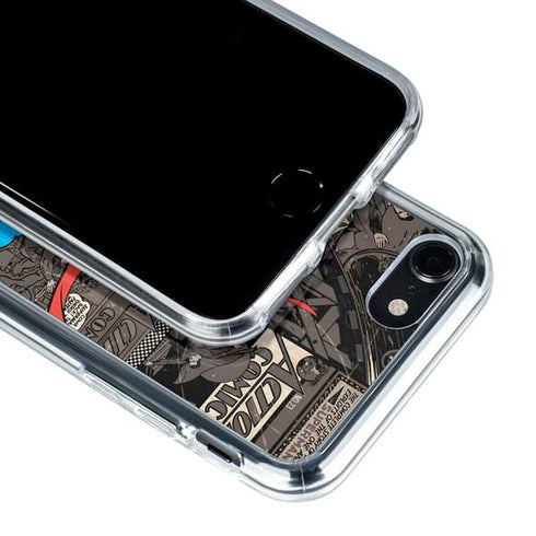DC Comics Superman Vintage Action pose pattern iPhone SE (2nd & 3rd Gen) Clear Case