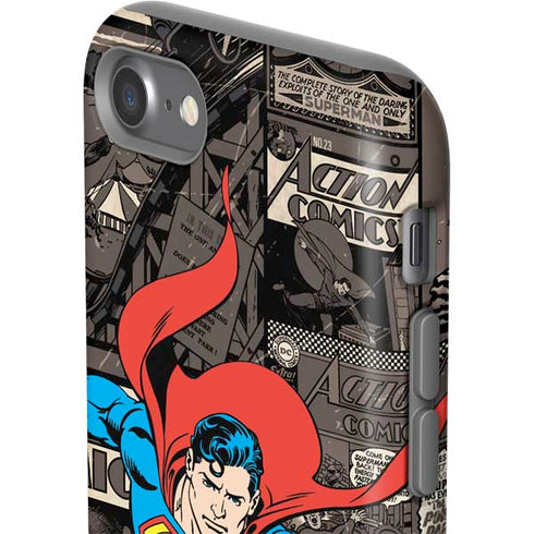 DC Comics Superman Vintage Action pose pattern iPhone SE (2nd & 3rd Gen) Pro Case