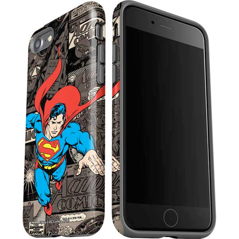 DC Comics Superman Vintage Action pose pattern iPhone SE (2nd & 3rd Gen) Pro Case