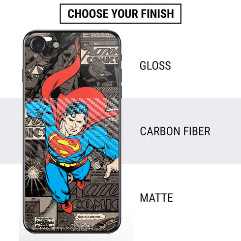 DC Comics Superman Vintage Action pose pattern iPhone SE (2nd & 3rd Gen) Skin