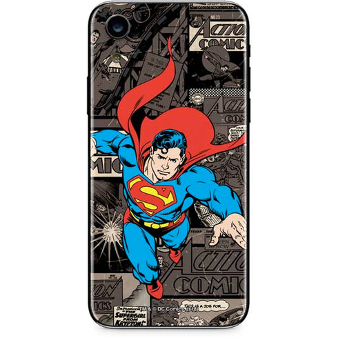DC Comics Superman Vintage Action pose pattern iPhone XR Skin