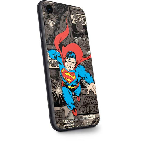 DC Comics Superman Vintage Action pose pattern iPhone XR Skin