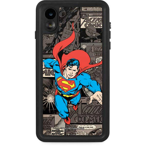 DC Comics Superman Vintage Action pose pattern iPhone XR Waterproof Case