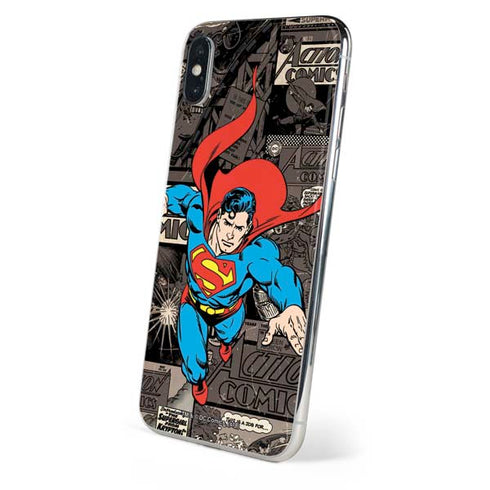 DC Comics Superman Vintage Action pose pattern iPhone XS Skin