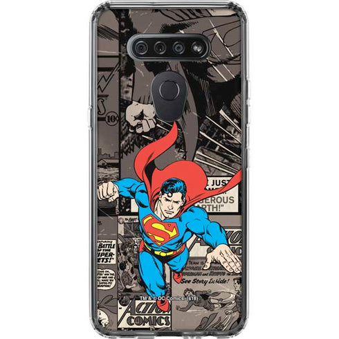 DC Comics Superman Vintage Action pose pattern LG K51/Q51 Clear Case