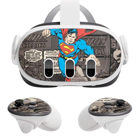 DC Comics Superman Vintage Action pose pattern Meta Quest 3 Skin