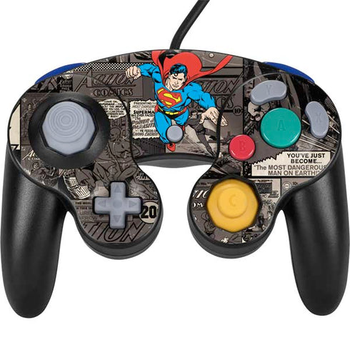 DC Comics Superman Vintage Action pose pattern Nintendo GameCube Controller Skin