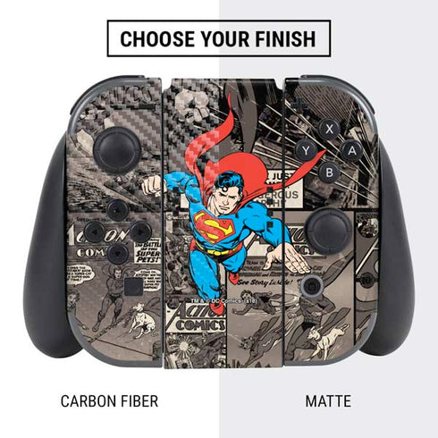 DC Comics Superman Vintage Action pose pattern Nintendo Switch Bundle Skin