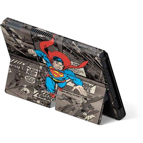 DC Comics Superman Vintage Action pose pattern Nintendo Switch OLED (2021) Skin