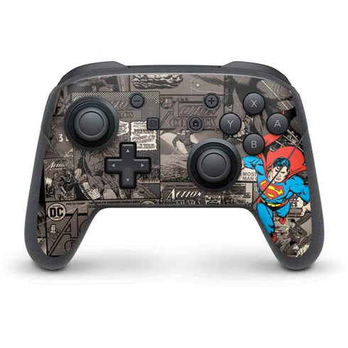 DC Comics Superman Vintage Action pose pattern Nintendo Switch Pro Controller Skin