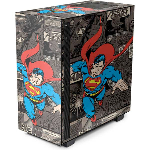 DC Comics Superman Vintage Action pose pattern NZXT H510 Compact ATX Mid-Tower Case Skin